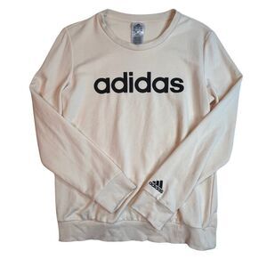 Adidas Sweater Men Medium Ivory Crewneck Preppy Atheisure Sporty Street Wear Top